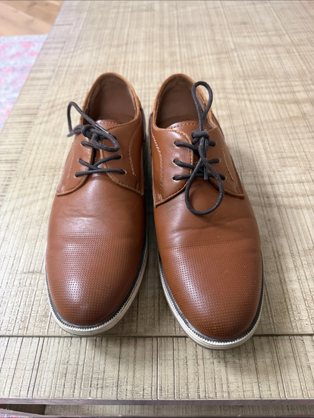 Boys Brown Leather Lace-Up Dress Shoes